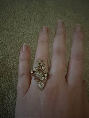 Francesca's Collections Gold Leaf Crystal Wrap Ring